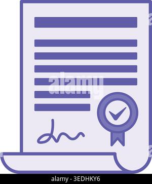 Colored Certificate Icon. Vector Illustration. Official Document with Seal Determining the Quality of Goods and Services. Reward Concept Stock Vector