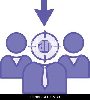 Colored Target Audience Icon. Vector Illustration. Group of People or Company Potentially Interested in Buying Your Product. Digital Marketing Concept Stock Vector