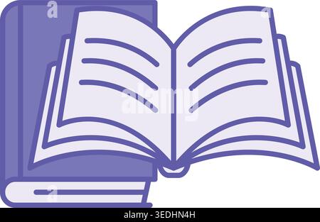 Colored Books Icon. Vector Illustration. Open Book and Closed Book. Printed Publications with Text Information. Teacher Concept Stock Vector