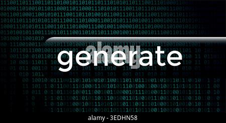 generated text on digital futuristic ai background with binary code vector illustration Stock Vector