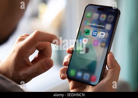 Lloyds Banking Group apps on a mobile device Stock Photo