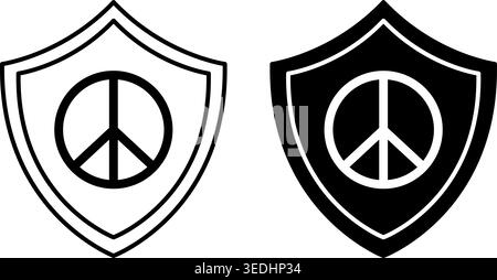 Peace and Security Icons. Black and White Vector Illustrations. International Symbol, Sign, Logo. World Refugee Concept Stock Vector