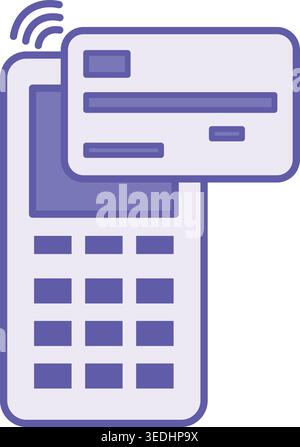 Colored Contactless Icon. Vector Illustration. Terminal and Bank Card. Fast Payment with NFC. Payment Concept Stock Vector
