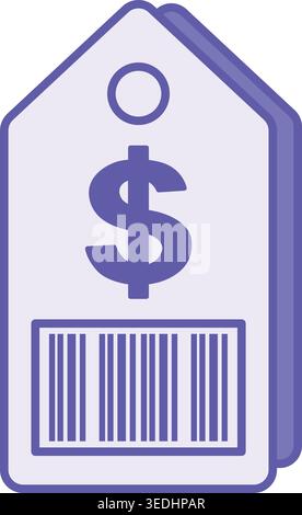 Colored Price Icon. Vector Illustration. Price Tag with Dollar Sign and Barcode. Monetary Value of Goods. Dollar Concept Stock Vector
