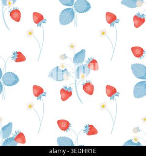 Strawberry Bundles Seamless Pattern, Summer Background. Cute Vector Illustration. Stock Vector