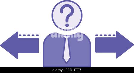 Colored Possible Icon. Vector Illustration. Person with Question Mark, Left and Right Arrows. Direction Choice. Success Concept Stock Vector