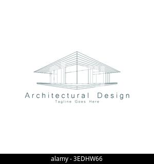 Clean line architectural structure design conveying professionalism for architects and construction firms Stock Vector