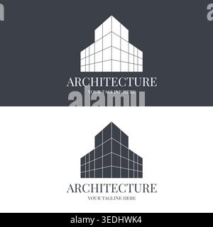 Premium architectural branding logos with elegant typography and structured iconography Stock Vector
