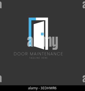 Minimal door repair and maintenance service branding logo Stock Vector