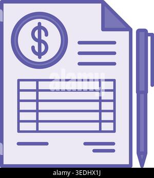 Colored Quotation Icon. Vector Icon. Price Quote. Document and Pen. Fixed Price Provided by Seller to Buyer. Price Concept Stock Vector