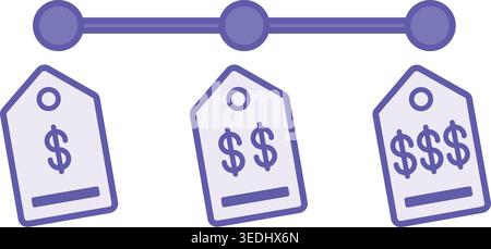 Colored Price Range Icon. Vector Icon. Interval Between the Minimum and Maximum Prices of Similar Products or Services. Price Concept Stock Vector