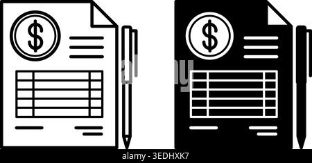 Quotation Icons. Line and Glyph Vector Icons. Price Quote. Document and Pen. Fixed Price Provided by Seller to Buyer. Price Concept Stock Vector