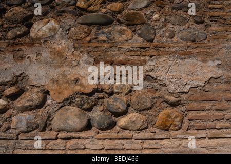 Ancient Stone and Brick Wall Texture Stock Photo