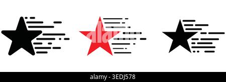 three stylized stars motion streaks speed emblem Stock Vector