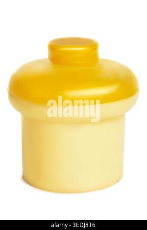 Yellow plastic kitchen jar isolated on white background Stock Photo