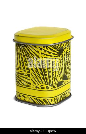 Yellow metal closed jar isolated on white background Stock Photo