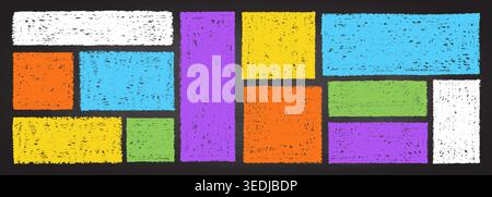 Colorful kindergarten crayon frame with hand-drawn doodle border vector illustration set. Stock Vector