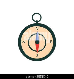 Compass. Children toy for playing outside. Orienteering on territory. Direction. Isolated vector illustration. Stock Vector