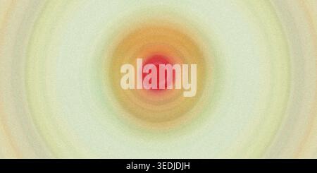 An abstract background featuring a bold red center fading into warm orange, yellow, and soft pale green concentric circles with a grainy texture. Stock Photo