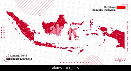 indonesian independence day banner 17 august 1945, simple background with a little free space you can add a logo according to the year of independence Stock Vector