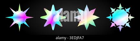 sticker holographic . hologram label with various shapes. Sticker shapes for design mockups. holographic sticker for preview tags, labels Stock Vector