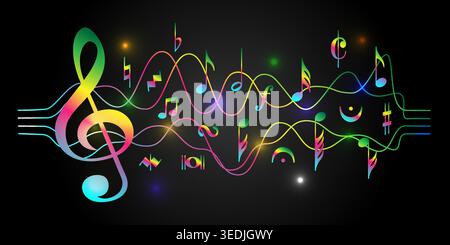 musical notes background full color Stock Vector