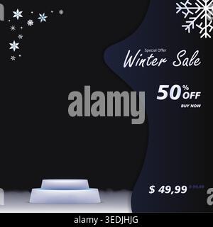 winter blank product dark blue color, for social media Stock Vector