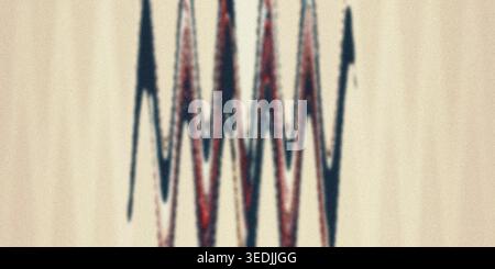 A minimalist abstract design showing a dark, sharp zigzag pattern set against a light, textured neutral background. Stock Photo