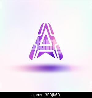 logo stylized as a combination of star, rocket, letter A, tower and shield Stock Vector