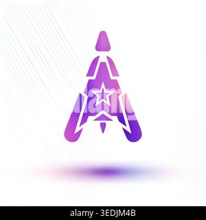 logo stylized as a combination of star, rocket, letter A, tower and shield Stock Vector