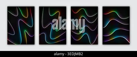 Show your style with this vector design, a set of elegant and modern fluid line background covers. Smooth lines make this design look smooth and flowi Stock Vector
