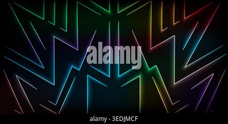 Add a touch of color and sparkle to your designs with this simple background with colorful glowing zigzag lines. The colorful zigzag lines make this d Stock Vector