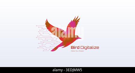 bird digitalize concept logo, technology logo, modern logo, future logo Stock Vector