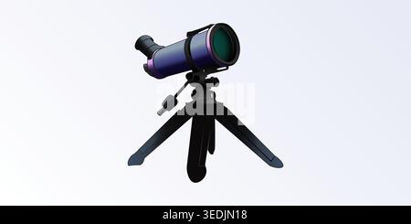 3d telescope illustration design, logo design, icon design Stock Vector