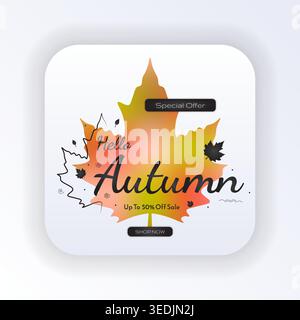 Autumn Sale button Vector illustration. simple autumn design, banner, poster, brochure, for social media Stock Vector