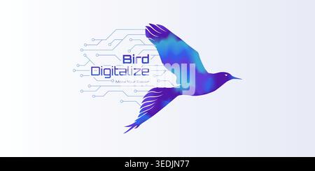 bird digitalize concept logo, technology logo, modern logo, future logo Stock Vector