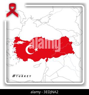 Pray for Turkey. Vector illustration with text asking for prayer due to strong earthquake hitting region of turkey Stock Vector
