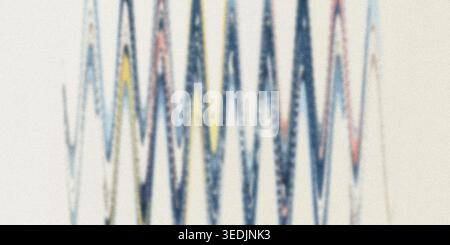A minimalist abstract background featuring a repeating zigzag pattern of thin blue and yellow vertical lines isolated on a clean white background. Stock Photo