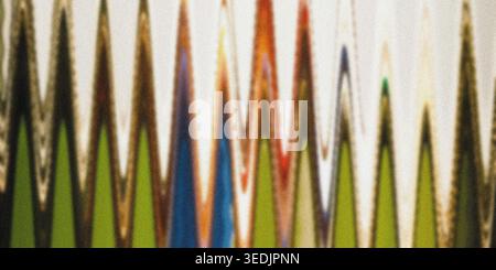 A colorful abstract background with a repeating vertical zigzag wave pattern, featuring bright green, blue, and orange hues with a textured finish. Stock Photo