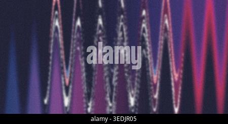 An abstract digital artwork displaying a series of vertical wavy lines in deep purple, magenta, and red hues with a soft, grainy light effect. Stock Photo