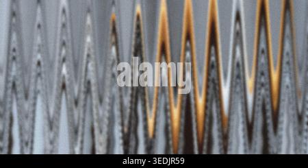 A sophisticated abstract background featuring a vertical zigzag wave pattern with alternating shades of grey and warm golden highlights. Stock Photo
