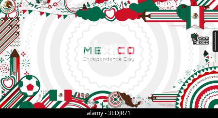 Happy Independence Day of Mexico, illustration background design, Banner, social media template Stock Vector