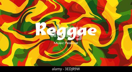 abstract wave art background, green, yellow, red reggae color Stock Vector