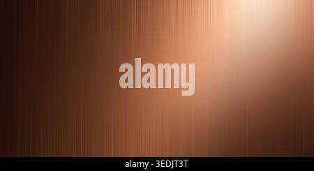 A high-resolution abstract background featuring a metallic copper surface with fine vertical brushed lines and a soft, glowing light reflection on the Stock Photo