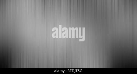A high-quality abstract background featuring a brushed metal texture with vertical lines and a smooth gradient transition from dark to light gray. Stock Photo