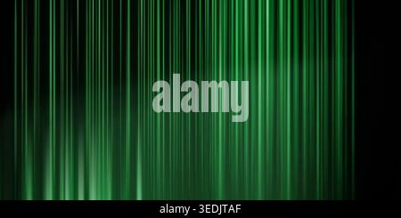 A dynamic abstract background composed of bright green vertical light streaks against a dark backdrop, suggesting speed or digital data flow. Stock Photo