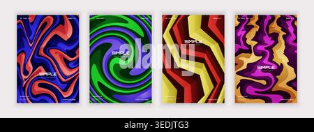 cover fluid wave background design with bright colors Stock Vector