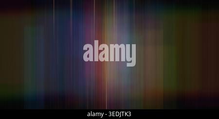 A dark, moody abstract background featuring thin, vertical streaks of multicolored light, creating a sense of depth and atmospheric motion. Stock Photo