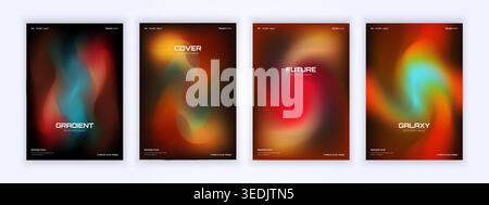 cover backgrounds set with modern abstract blurred color gradient. Smooth templates collection for brochures, posters, banners, flyers and cards Stock Vector
