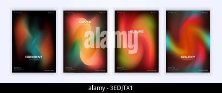 cover backgrounds set with modern abstract blurred color gradient. Smooth templates collection for brochures, posters, banners, flyers and cards Stock Vector